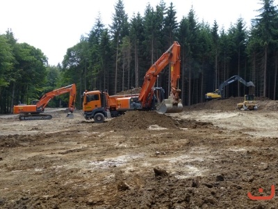 Fundament Bauarbeiten an den zukünftigen Standorten der WEA's